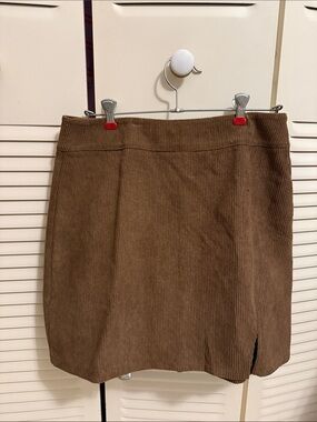 SHEIN Brown Corduroy Mini Skirt with Side Slit